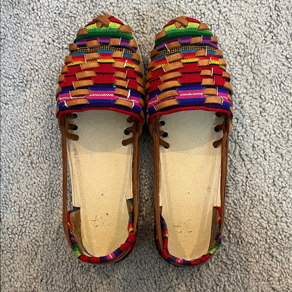 Multicolor Woven Huarache Flats - Women's Casual Slip-On